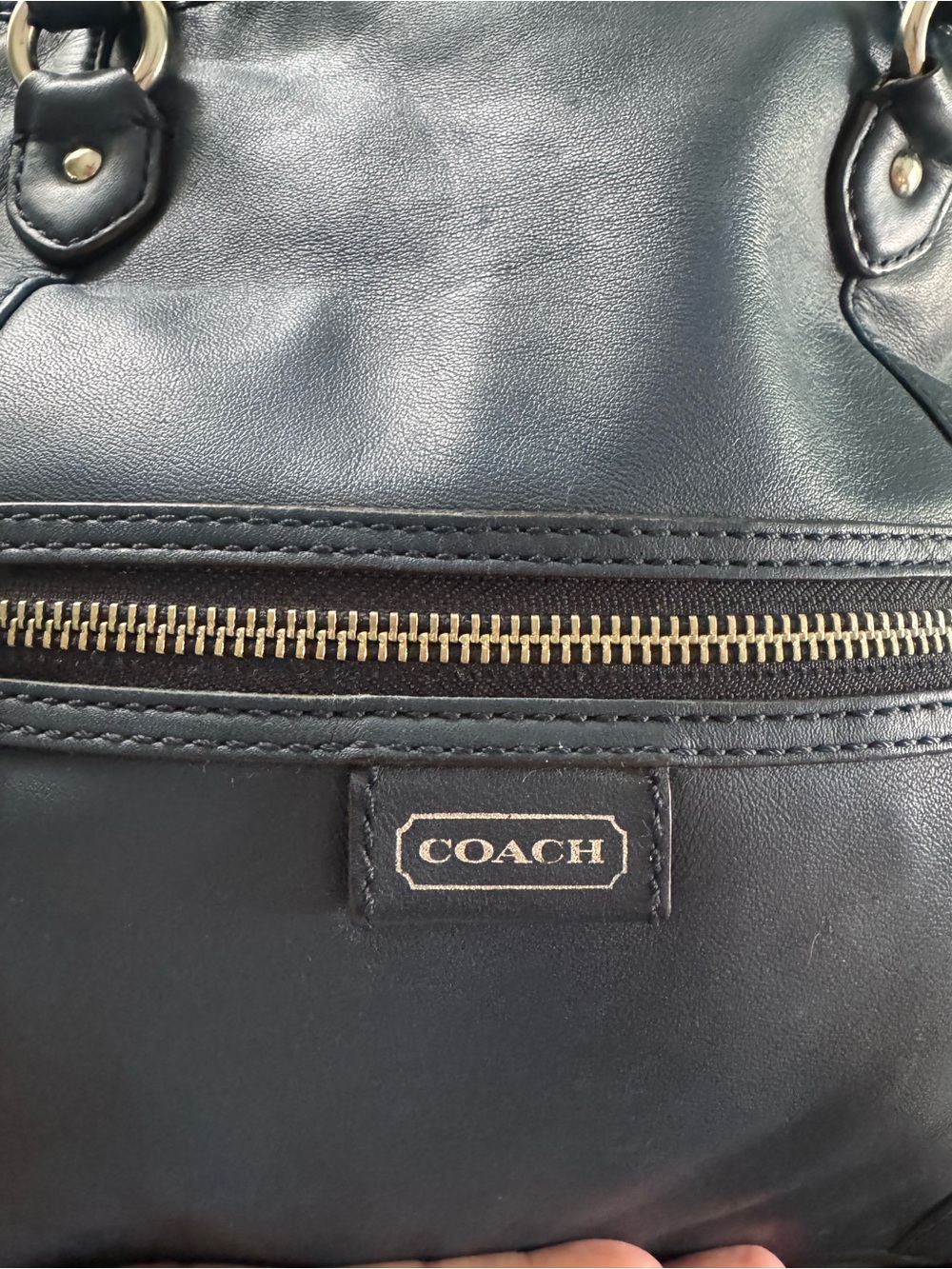 Coach Navy Leather Crossbody Bag with Front Zip - Picture 4 of 11